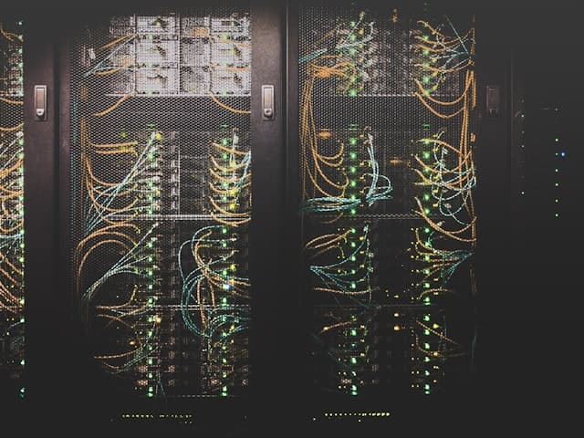 Cloud migration: data centre racks moving to cloud infrastructure